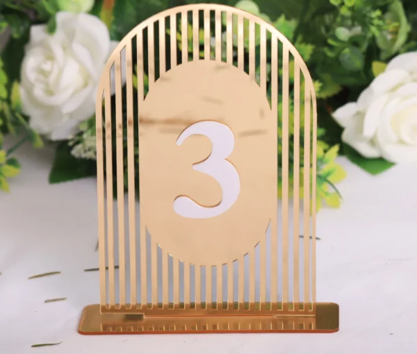 Gold Arch Table Numbers Full Striped Cut Out